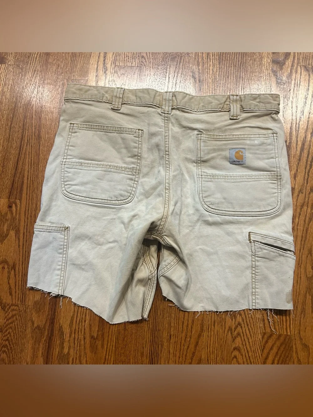 Carhartt Double Knee Cut Off Shorts Relaxed Fit Sz36 Men’s Tan Beige Faded